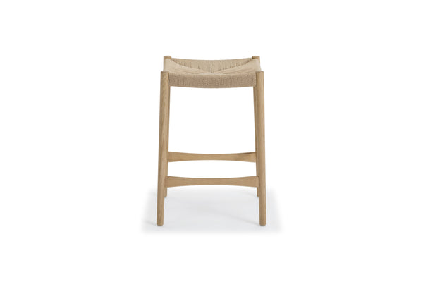 4x Backless Counter Stools - American Oak and Paper Cord